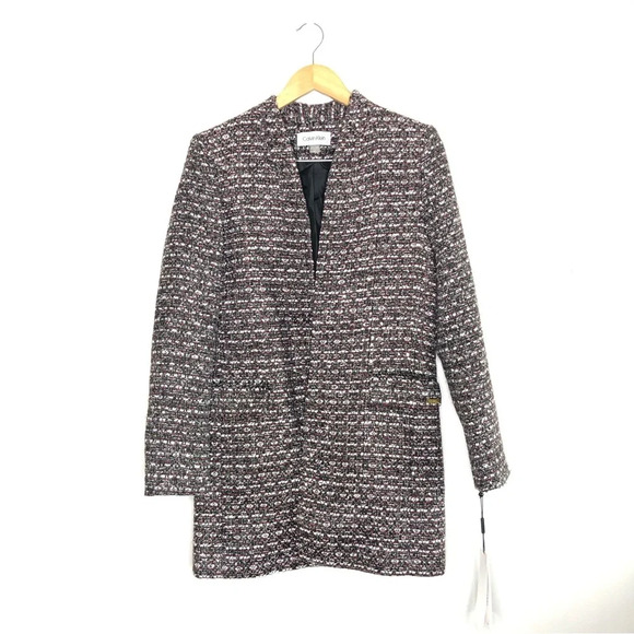 NWT Calvin Klein Tweed Sequin Long Coat 6 - Picture 1 of 13